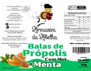 Bala de Própolis com Mel e Menta 38g