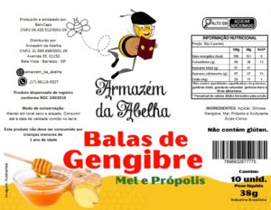 Bala de Própolis com Mel e Gengibre 38g